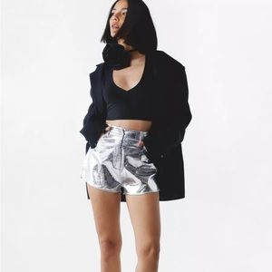 Nasty Gal Crackle Faux Leather Shorts